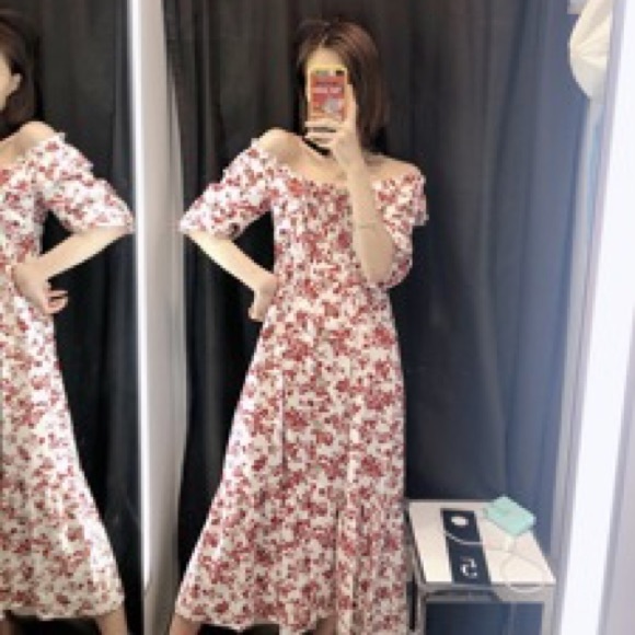 Zara off the shoulder rustic printed dress - Picture 4 of 10